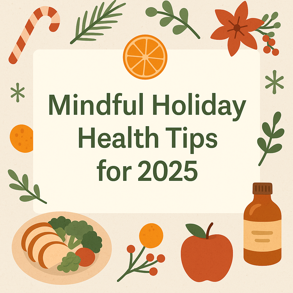 Holiday table setting with healthy food options and fresh seasonal ingredients.