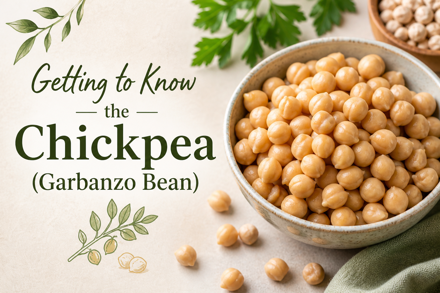 Cover image showing a bowl of chickpeas and the title of this blog